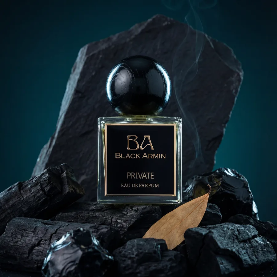 Private bottle on black stone plinth