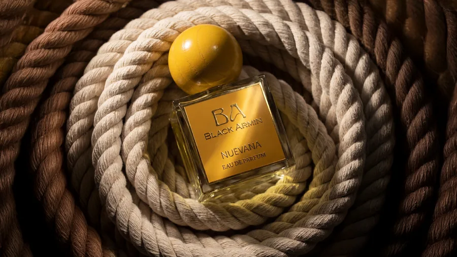 Nuevana bottle resting on coiled rope