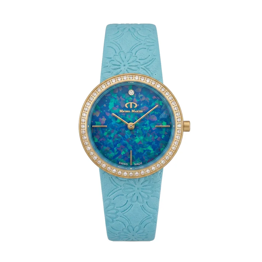Michel Martin gold watch with opal dial
