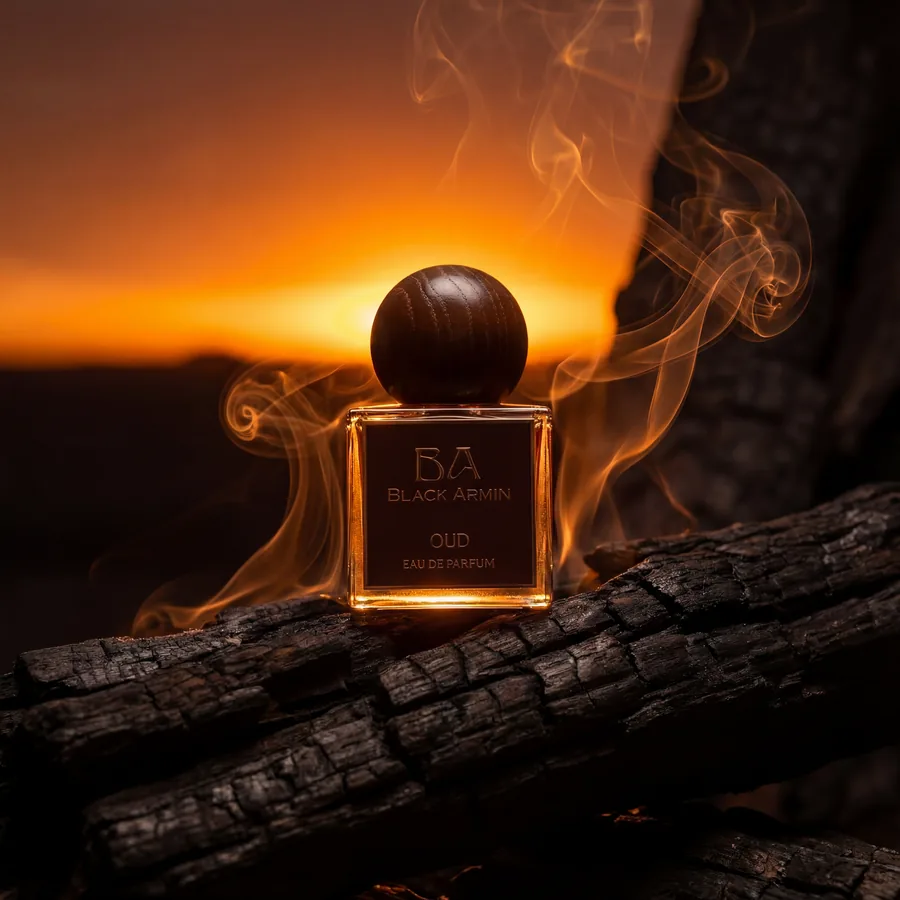 Oud bottle in an arched gateway